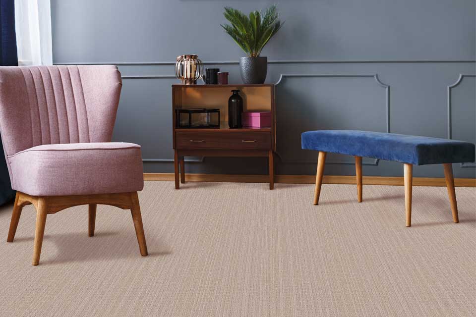 patterned neutral beige carpet in home